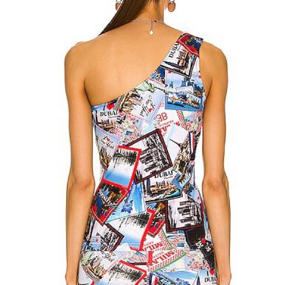 ❌SOLD❌ Balenciaga Asymmetric All Over Cities Tank Top in Multicolor - Picture 3 of 8